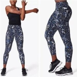 Sweaty Betty The Power Full Length Leggings Snake‎ Skin Print Blue XS